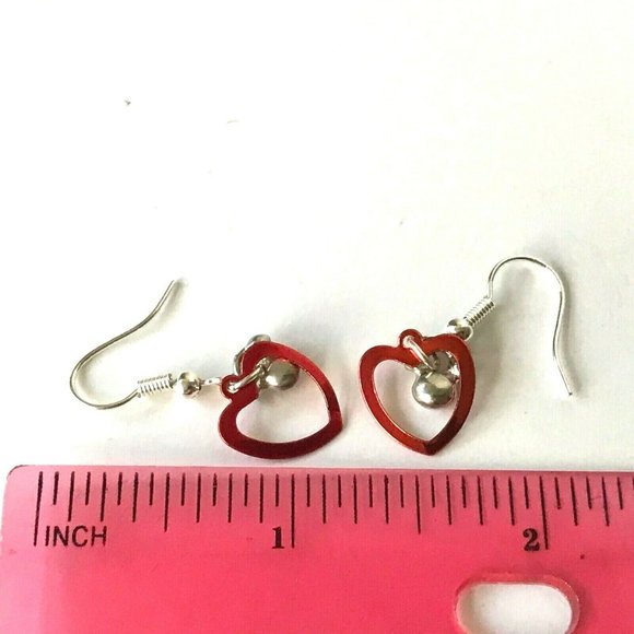 Disney Parks Mickey Mouse Icon Ears Earrings Red Heart Disneyana Silver Plated - Picture 8 of 8
